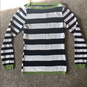 White/navy/green striped Tommy Hilfiger top.